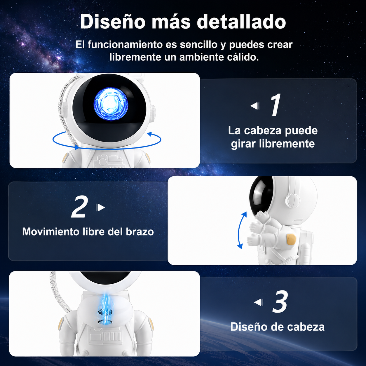 Astronauta Proyector de Galaxias LED - Luz Nocturna con Control Remoto